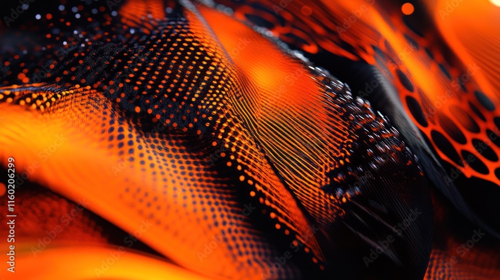 Fototapeta premium Abstract orange and black textured digital art.