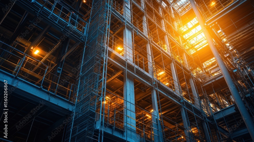 Fototapeta premium Industrial Architecture: A Symphony of Steel and Light