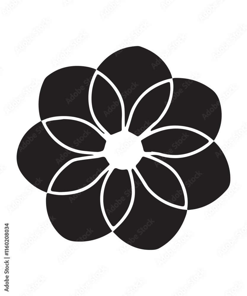 Abstract Black Flower Icons Blending Floral Shapes with Star and Moon Motifs Abstract Black Flower Icons Blending Floral Shapes with Star and Moon Motifs