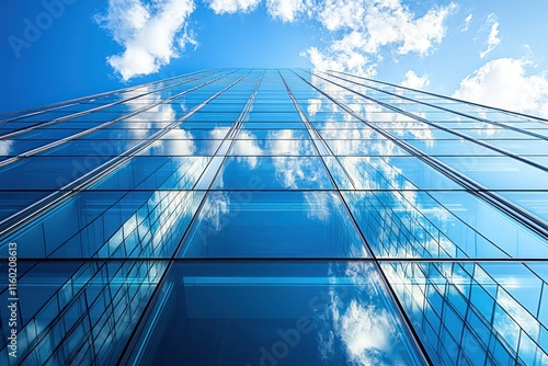Wallpaper Mural Modern Glass Skyscraper Reflecting Clouds and Blue Sky Torontodigital.ca