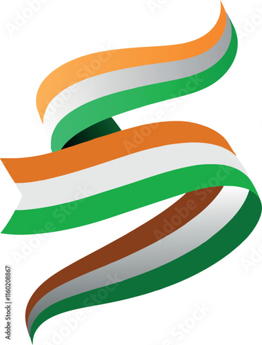 Wavy Indian Curvy Ribbon Flag Vector Art generated Ai