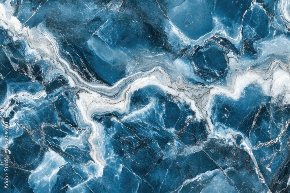 Obraz premium Textured blue marble stone with white veins enhancing artistic appeal in natural decor