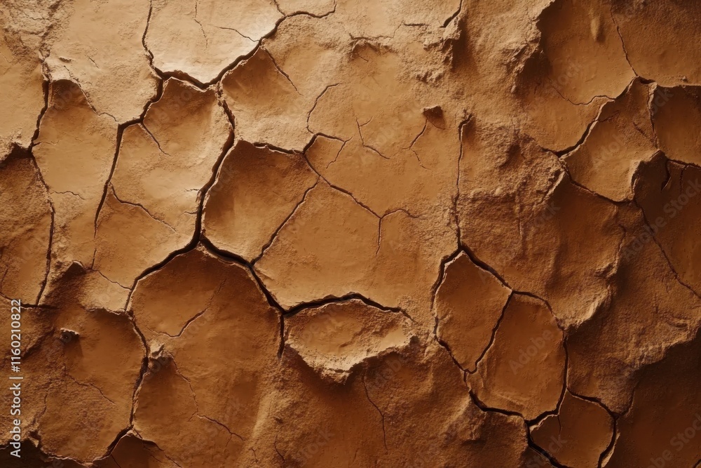 Textured clay surface displaying intricate cracks in natural earth tones Textured clay surface displaying intricate cracks in natural earth tones