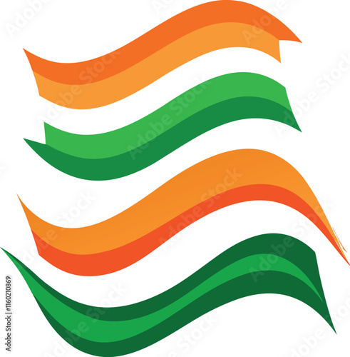 India Flag Tricolor Rainbow Curvy Wave Design Vibrant Vector Art generated Ai