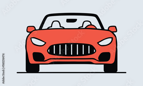 A flat vector illustration of convertible car drawing, transportation vector graphic