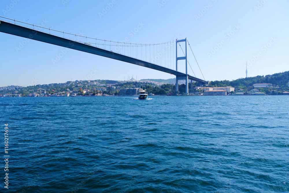 Fototapeta premium Bosphorus Bridge (15 July Martyrs Bridge) over Bosphorus strait in Istanbul, Turkey