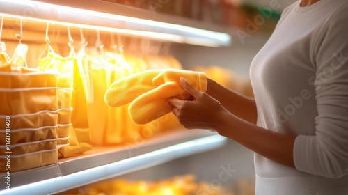 Personal Shopper Holding Gloves in a Store. Generative AI photo