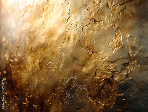 Golden textured wall with a luxurious reflective finish photo