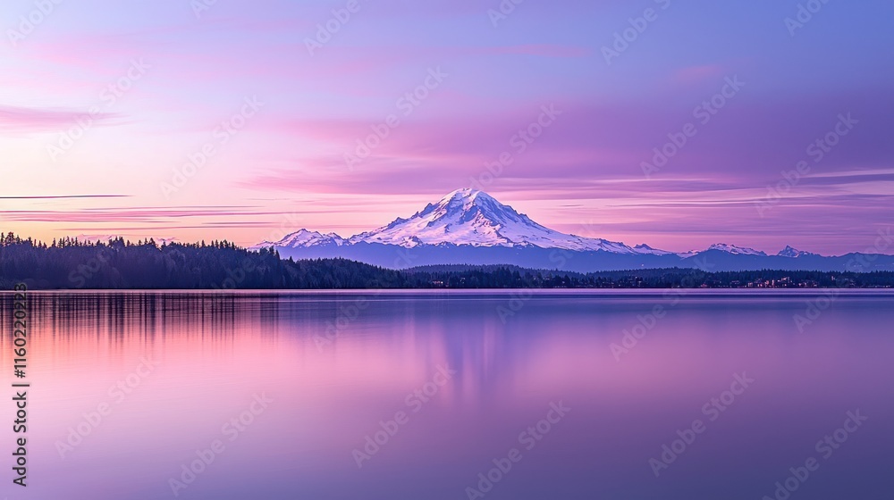 Majestic mountain reflected in serene lake at sunrise. Majestic mountain reflected in serene lake at sunrise.