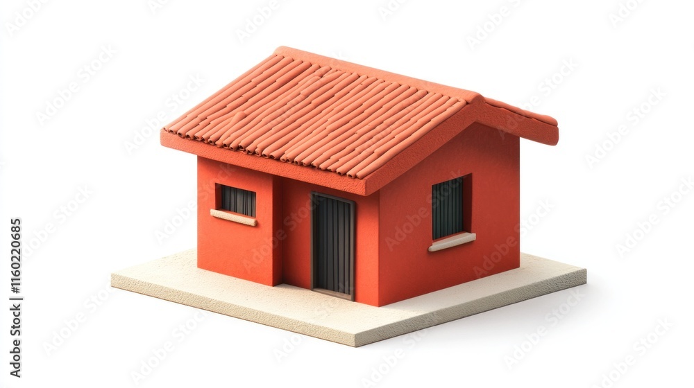 Isometric view of a small red house. Isometric view of a small red house.