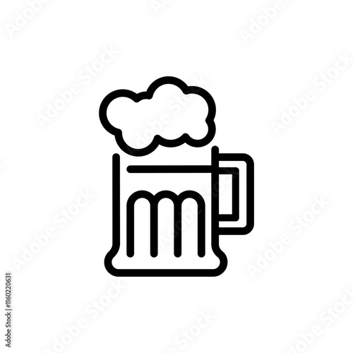 Draft Beer Mug line icon. linear style sign for mobile concept and web design. Glass filled with draft beer outline vector icon. Pub symbol, logo illustration. Vector graphics