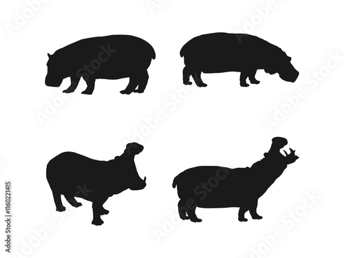 The Best Hippopotamus Silhouette Images. simple design needs regarding hippos. A Hippopotamus Silhouette Set Designs. Hippopotamus silhouette set collection isolated on white background.
