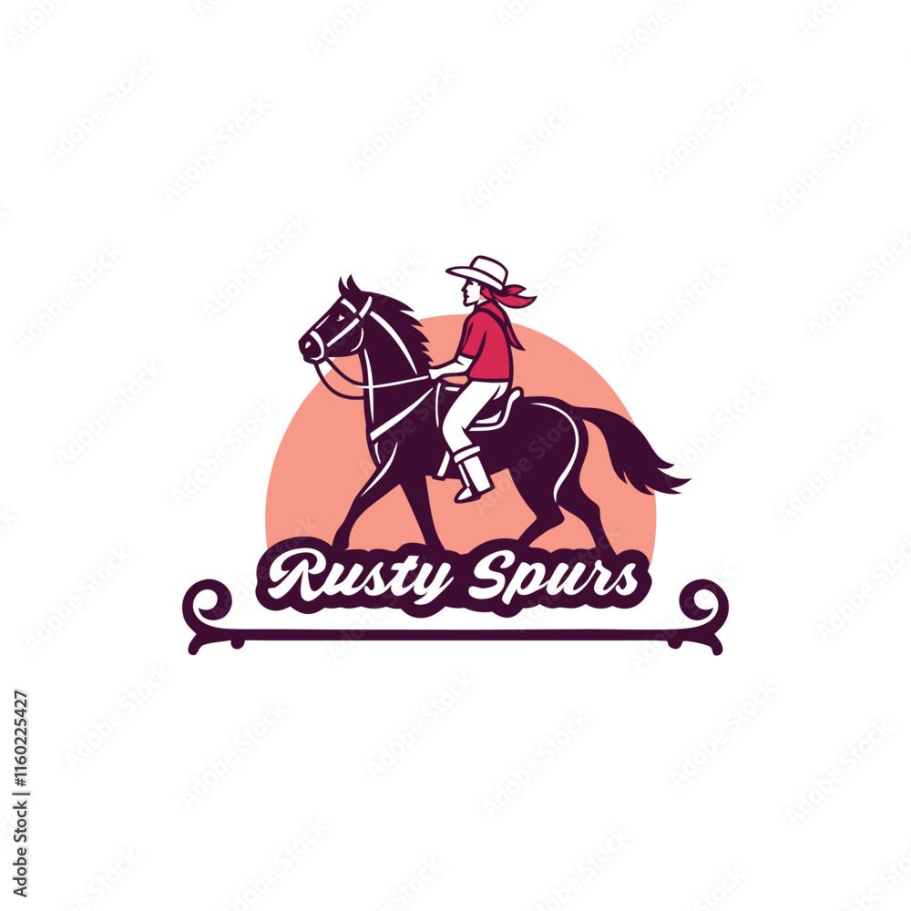 Naklejka premium Rustic Western Cowboy Logo Design with Hat and Cactus Elements