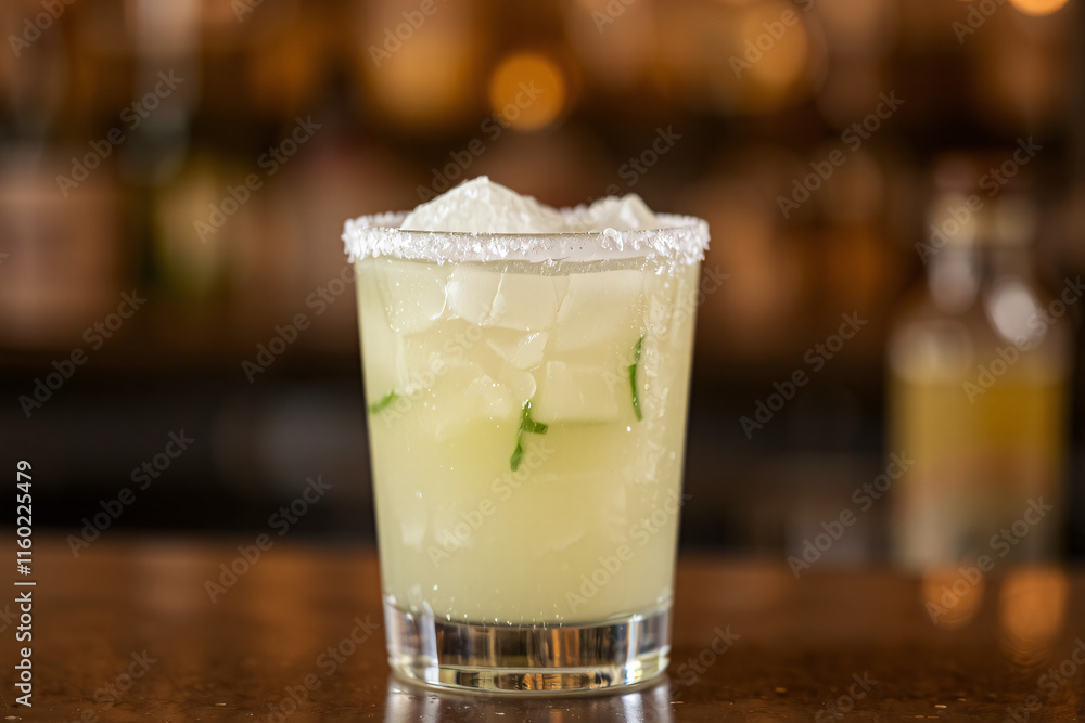 Frozen lime margarita with a salted rim, served in a chilled glass, perfect for a refreshing cocktail showcase Frozen lime margarita with a salted rim, served in a chilled glass, perfect for a refreshing cocktail showcase