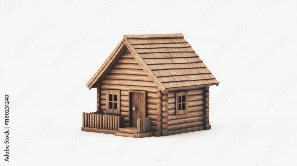 Miniature wooden log cabin house model on white background. Miniature wooden log cabin house model on white background.