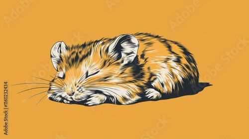 Adorable sleeping hamster illustration.