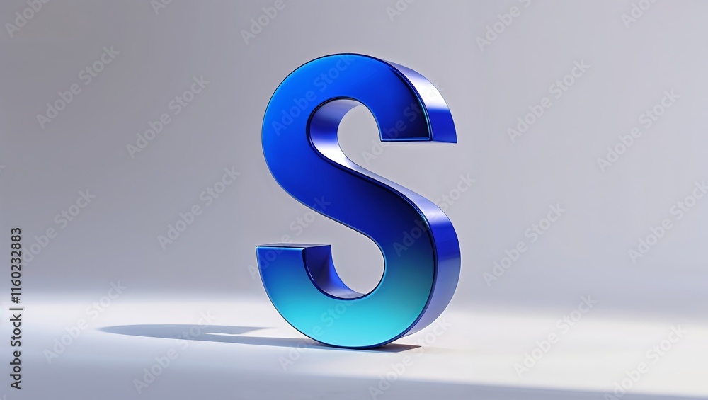 Shiny metallic blue letter 'S' symbolizing modernity and sleek design. Shiny metallic blue letter 'S' symbolizing modernity and sleek design.