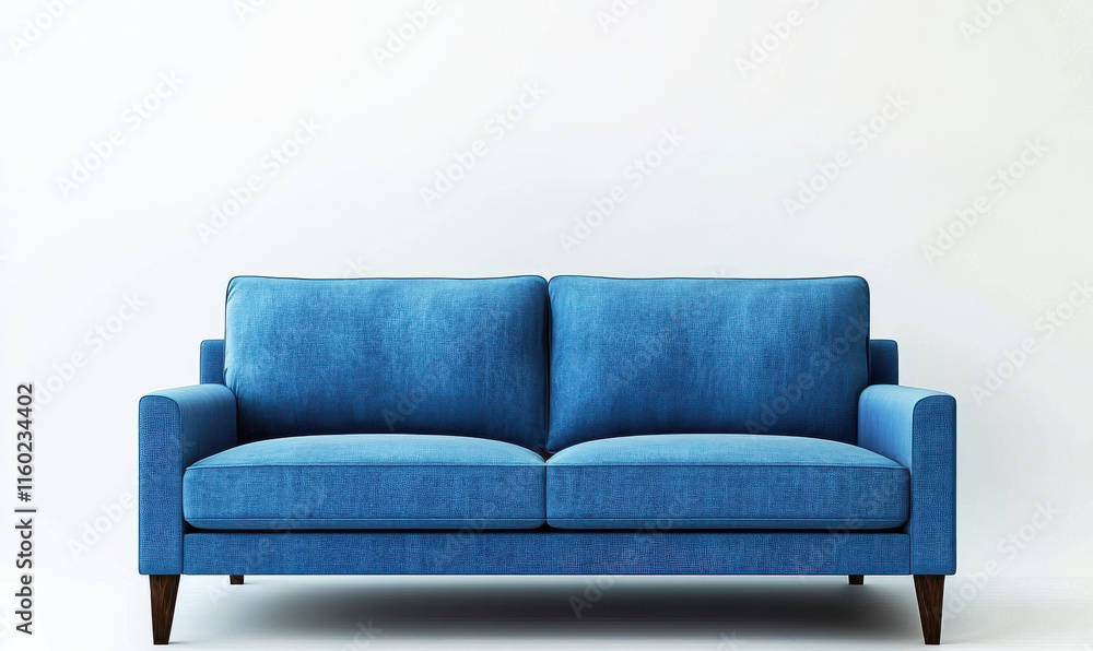 Blue couch sofa furniture , front view, isolated on transparent background png Blue couch sofa furniture , front view, isolated on transparent background png