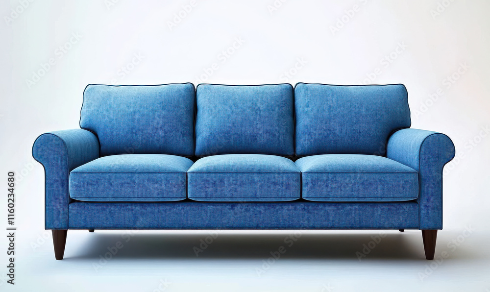 Blue couch sofa furniture , front view, isolated on transparent background png Blue couch sofa furniture , front view, isolated on transparent background png