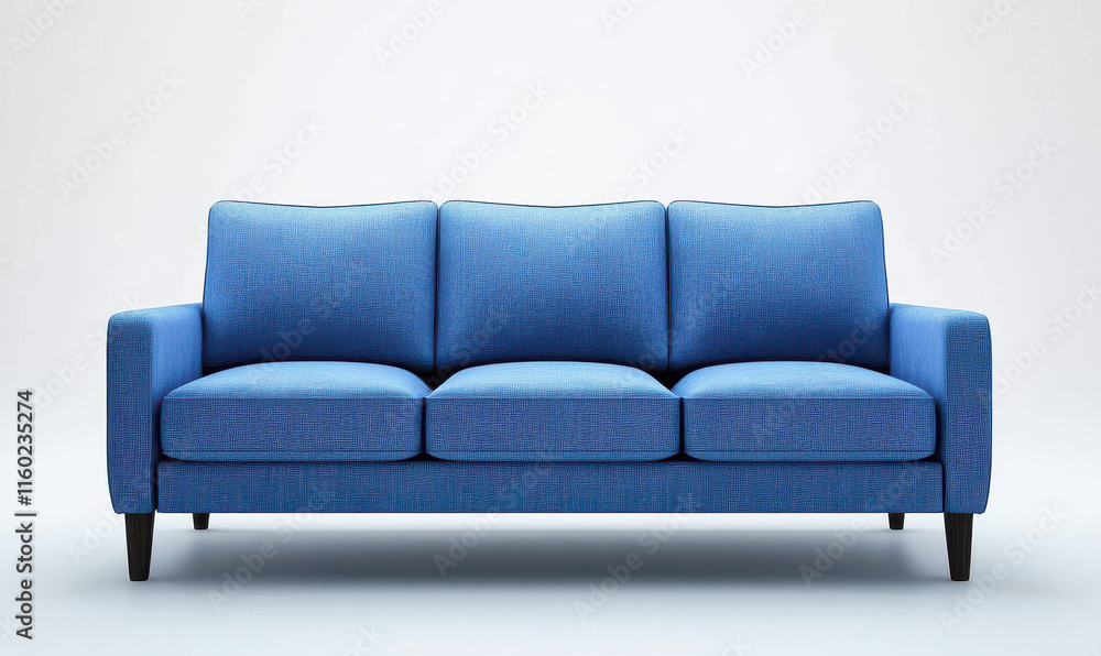 Blue couch sofa furniture , front view, isolated on transparent background png Blue couch sofa furniture , front view, isolated on transparent background png