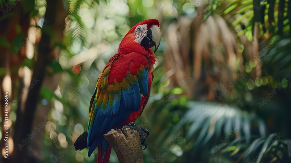 Fototapeta premium Vibrant Parrot in Lush Botanical Surroundings. Nature's Colorful Harmony concept