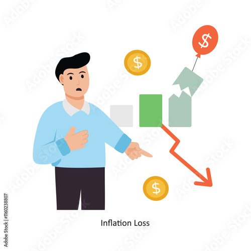 Inflation Loss concept vector illustration. Inflation isolated On white Background.          