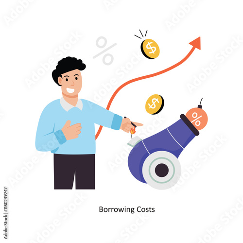 Borrowing Costs  concept vector illustration. Inflation isolated On white Background.          