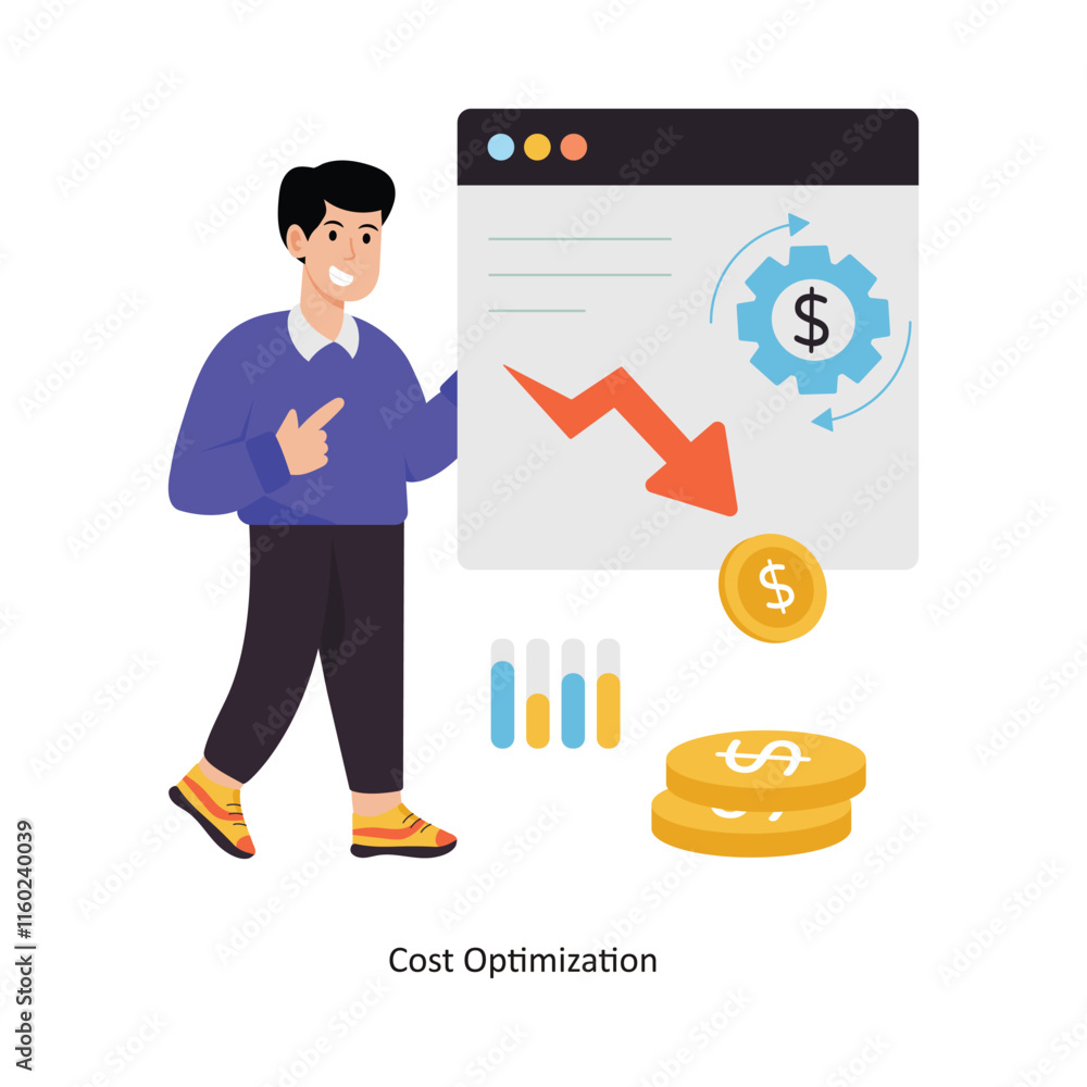 Cost Optimization concept vector illustration. Inflation isolated On white Background. Cost Optimization concept vector illustration. Inflation isolated On white Background.