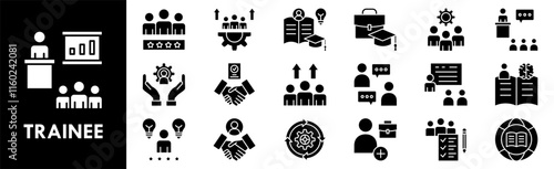 Trainee icon collection set. Containing design trainee, professional, work, business, employee
