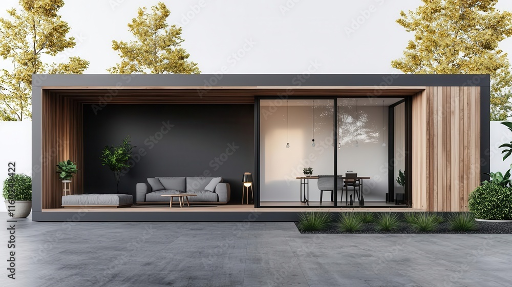 A container home built with biodegradable insulation and sustainable timber accents A container home built with biodegradable insulation and sustainable timber accents