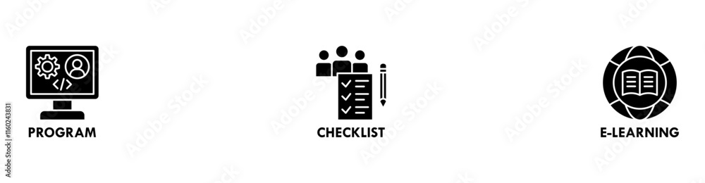 Trainee banner web icon vector illustration concept for internship training and learning program apprenticeship with an icon of program, checklist, and e learning Trainee banner web icon vector illustration concept for internship training and learning program apprenticeship with an icon of program, checklist, and e learning
