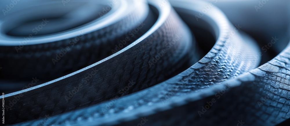 Serpentine Belt Macro View for Vehicle Maintenance with Space for Text on Automotive Preventive Care Theme