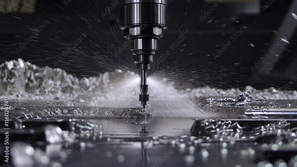 High-pressure water jet cutting metal sheet in a manufacturing workshop with precision High-pressure water jet cutting metal sheet in a manufacturing workshop with precision