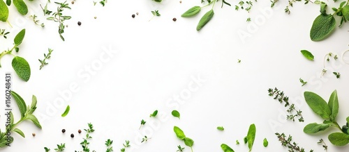 Wallpaper Mural Fresh herbs and vegetables arranged on a white background with ample space for text showcasing a healthy lifestyle and culinary creativity Torontodigital.ca