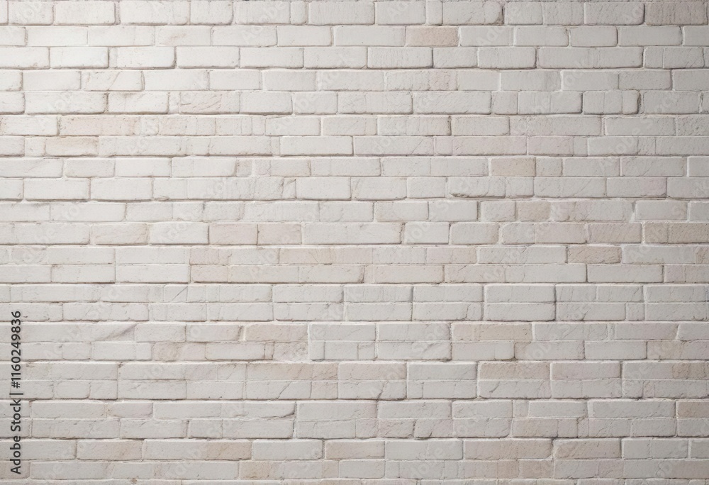 Fototapeta premium Brick wall with a seamless pattern of white bricks against a bright and airy background, neutral color scheme., modern decor, building background