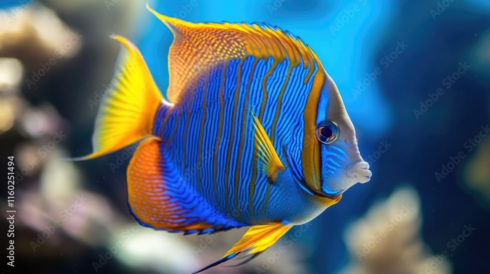 Naklejka premium Close-up of a Vibrant Blue and Orange Fish