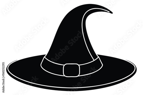 Witch hat line art vector illustration