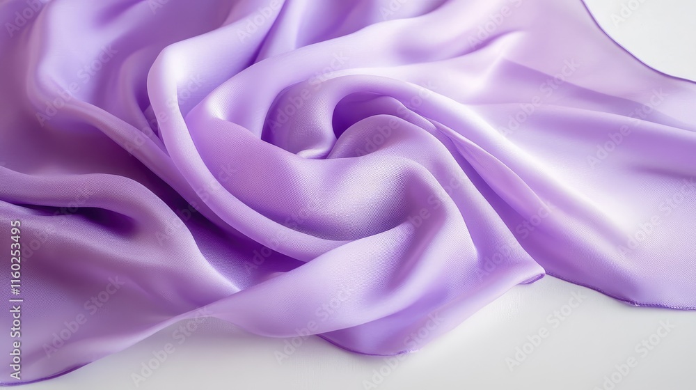 Obraz premium Pastel violet silk fabric draping elegantly on a light surface creating a smooth and luxurious texture background for design projects