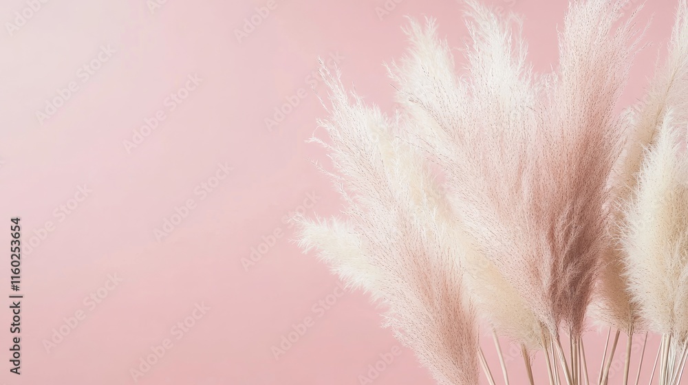 Pampas Grass Arrangement on Soft Pink Background in Minimalist Aesthetic for Contemporary Decor Pampas Grass Arrangement on Soft Pink Background in Minimalist Aesthetic for Contemporary Decor