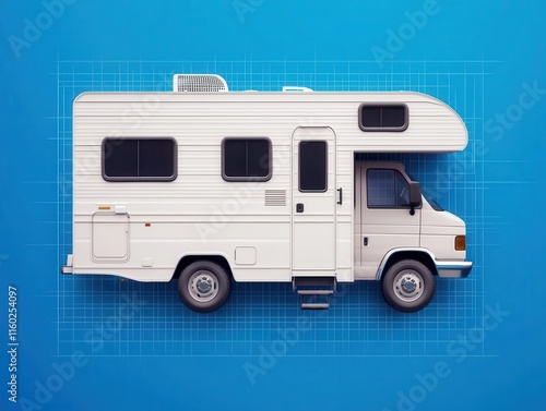 A Class A RV blueprint with multiple slideouts for expanded living spaces photo