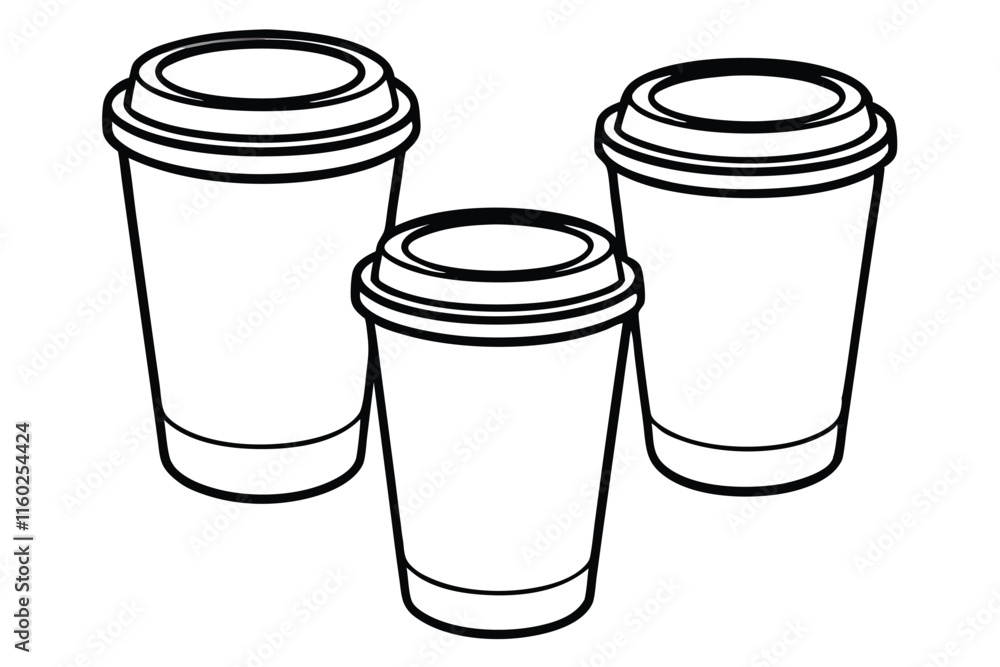 Coffee cup set line art vector illustration Coffee cup set line art vector illustration