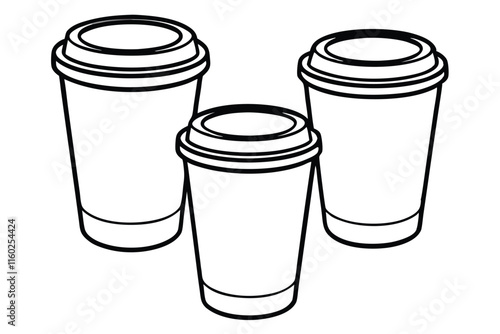 Coffee cup set line art vector illustration