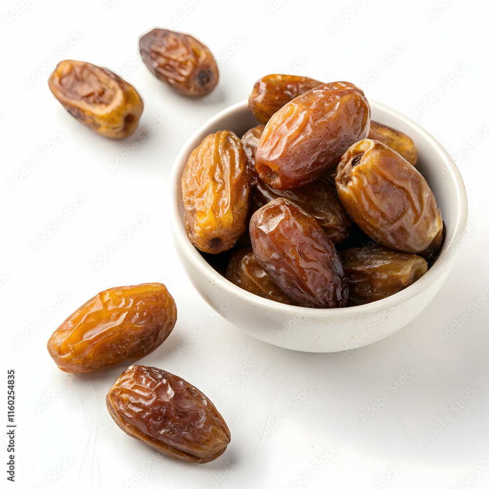 Fresh Dates in a Bowl on a White Surface Fresh Dates in a Bowl on a White Surface