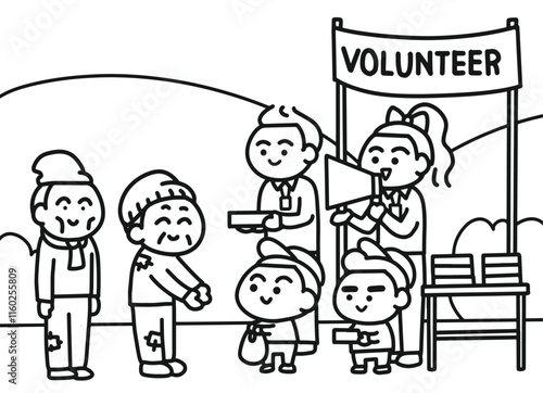 The boy go to volunteer with friend.