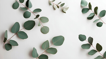 White background with eucalyptus lights.