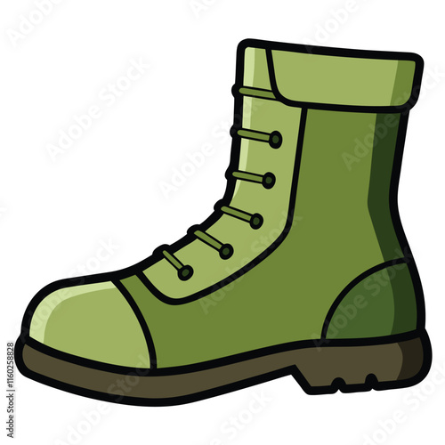 army boots flat style vector isolated illustration white background