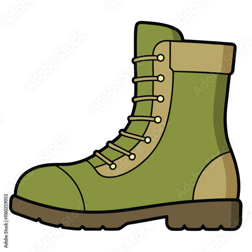 army boots flat style vector isolated illustration white background