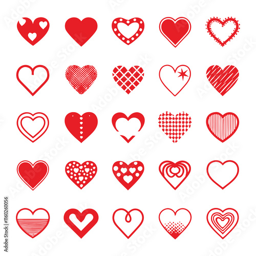 Collection of illustrated heart icons
