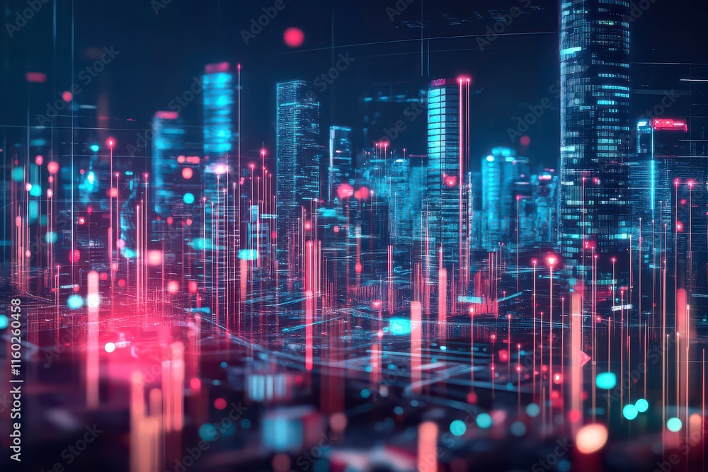 Futuristic Cityscape with Dynamic Neon Highlights Futuristic Cityscape with Dynamic Neon Highlights