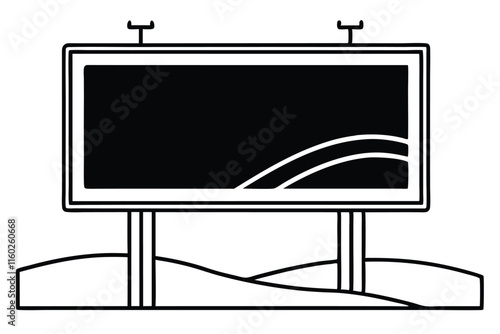 Road billboard line art vector illustration